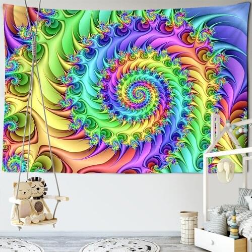 Vortex Geometric Colorful Psychedelic Picture Blankets Tapestry Wall Hanging Bohemian Bedspread Blanket Dorm Home Decor Mandalas