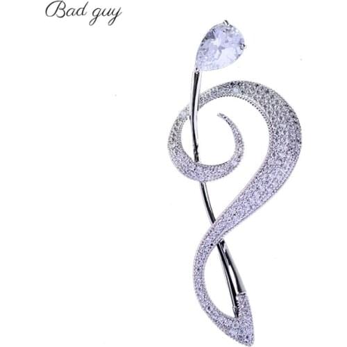 Bad Guy Zircon Brooches for Womens Brooch Pin Accessories for Clothes Decoration Brooch Pins Metal Note Broche Kpop Pins