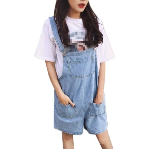 ZB1989 new spring 2020 women cute suspenders and high-waisted student Korean version casual denim Playsuits cheap wholesale