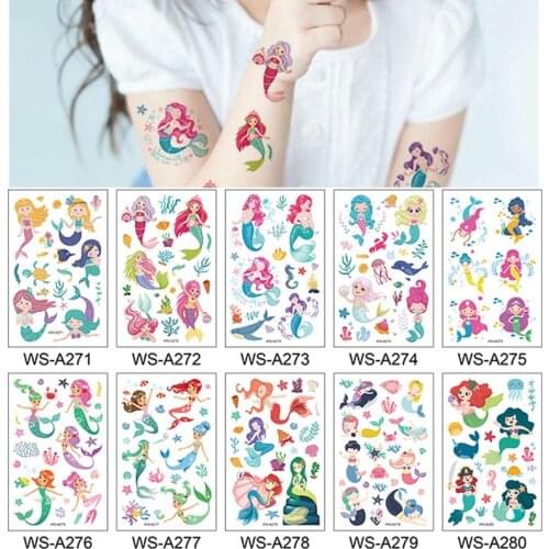 10pcs Kids Temporary Tattoo Sticker Cartoon Butterfly Mermaid Space Animal Children Hands Arm Body Waterproof Tatoo Boy Girl