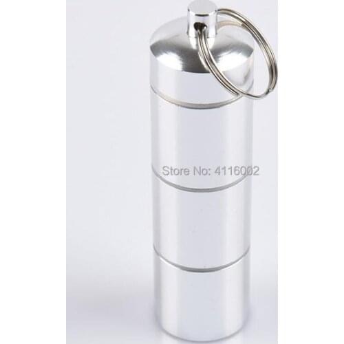 100pcs Portable Pill Storage Box Waterproof Aluminum Alloy Pill Holder Container Keychain Medicine Storage Tank