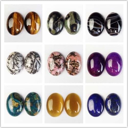 2pieces/lot)Wholesale Natural Mixed Stone Oval CAB CABOCHON 25x18x6mm yl061801
