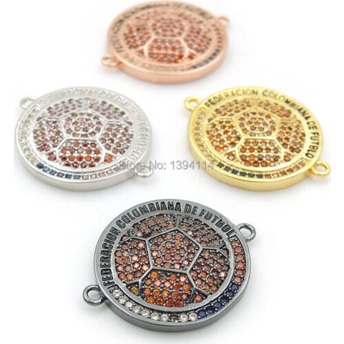 23*20*4mm Micro Pave Yellow&Blue&Clear CZ Round Of Convexity Connectors Fit For Men And Women Making Bracelets Jewelry