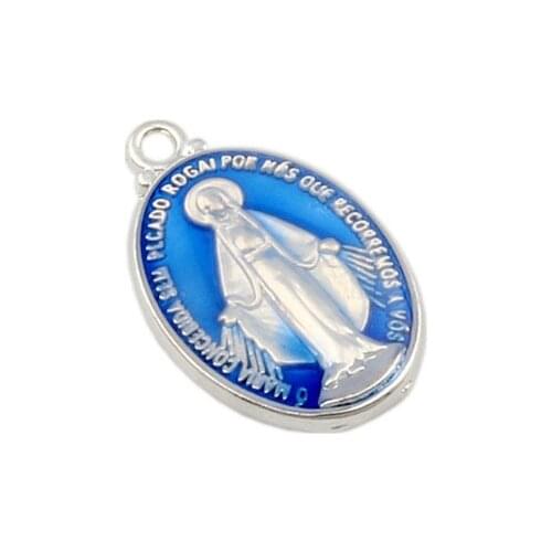 50Pcs Blue Enamel madonna Charm Pendants Religion DIY Jewelry Fit Pendants Necklace Christmas jewelry gift A-574
