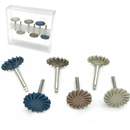 6pcs/set Dental Composite Resin Polishing Disc Kit Spiral Flex Brush Burs Diamond System RA disc 14mm wheel