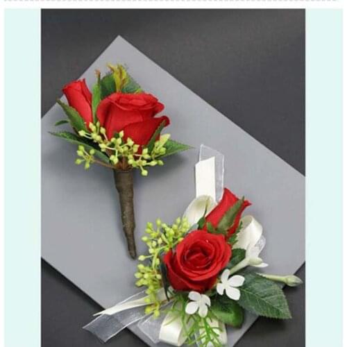 6Pcs/Lot DIY Pretty Red Corsage&wrist flowers Bridesmaids decorate Corsage wrist flowers Party ceremony ladies wrist flowers