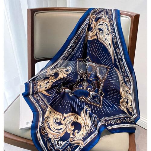 70x70cm Square Neck Silk Scarf Bandana Women Fashion Scarves for Ladies Foulard Summer Shawls Wraps Office Small Hair Hijabs