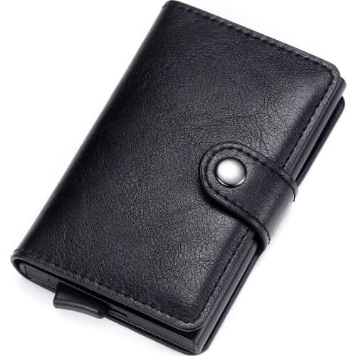 Aaby 2021 PU Leather Card&ID Holder Single Aluminum Case For Card Business Style Wallet Small Coin Purse Unisex