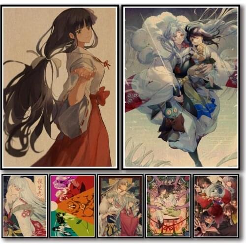 WTQ Canvas Painting Anime Posters Inuyasha Retro Poster Wall Decor Wall Art Picture for Living Room Decoration Home Deco