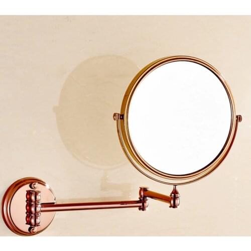 AUSWIND European Style Wall Hanging Type Double-sided Ultra-thin Rose Gold Plated Chrome Mirror Bathroom Mirror Amplifier