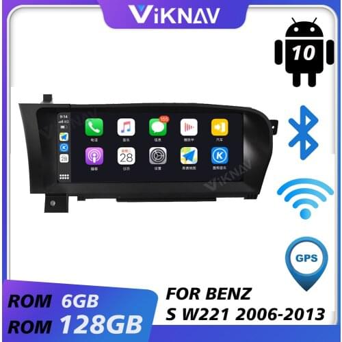 Car gps video multimedia player for Mercedes Benz S CLASS W221 2006-2013 android auto radio car audio screen tape recorder