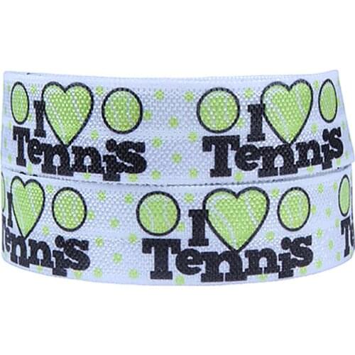 Free shipping sports theme printed foe, heat transfer printed fold over elastic for headbands
