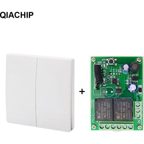 QIACHIP 433MHz RF Wireless RF Relay 2CH 6V 24V Receiver Smart Home Switch Module 86 Wall Panel Remote Control Switch 10A