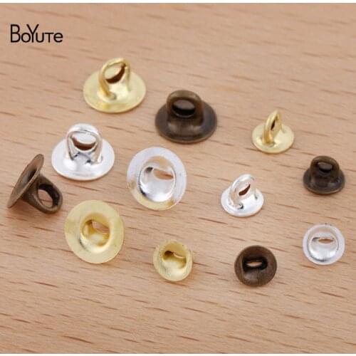 BoYuTe (500 Pieces/Lot) Metal Brass 4MM 6MM Flat Base Hanging Clasps with 2MM Hole Loop Diy Handmade Jewelry Accessories