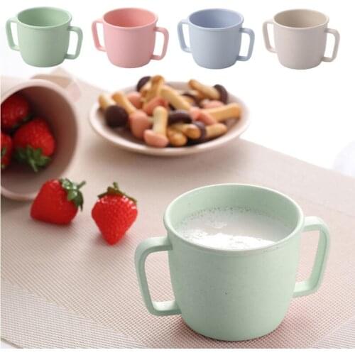 Wheat Straw Water Cup Children Breakfast Double Handle Milk Drink Cup For Baby