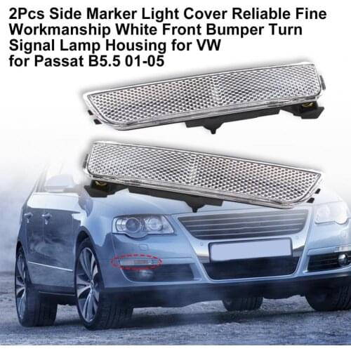 2Pcs Side Marker Light Cover Reliable Fine Workmanship White Front Bumper Turn Signal Lamp Housing 3B0945071 3B0945072 for VW fo