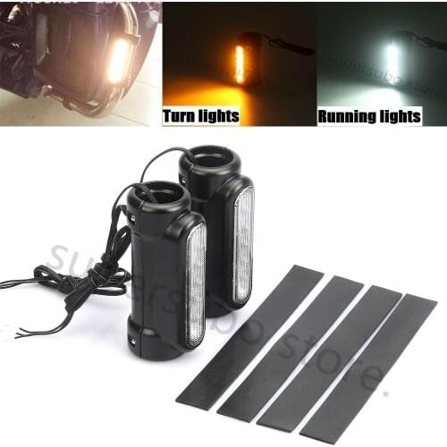 Black Motorcycle Highway Bar light Switchback LED Turn Signal Light Crash Bars for Harley Touring flt Models