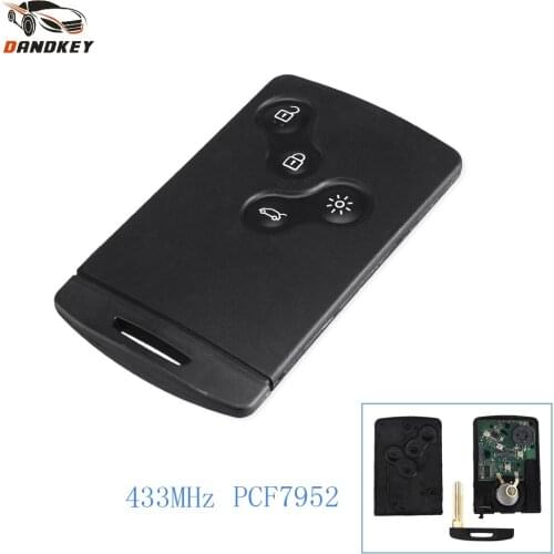 Dandkey High Quality Remote Car Key 4 Buttons For Renault Megane Scenic Laguna Koleos Clio 433Mhz With PCF7952 Chip Uncut Blade
