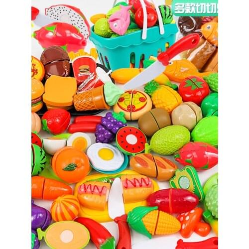 Childrens play house kitchen toys, vegetables, fruit, cut music toys, boys girls burgers fries Cut fruit Puzzle game