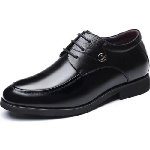 Mens Height Increasing Elevator Dress Shoes Leather Derby Shoes in Hidden Increased Insole Grow Man Taller 6 cm