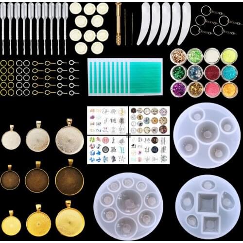 180 Pieces Silicone Casting Resin Molds And Tools Set For Resin Jewelry DIY Resin Pendant Bracelet Silicone Casting Molds