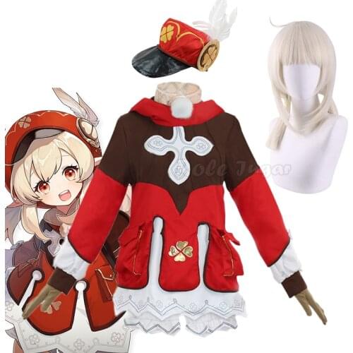 Game Genshin Impact Klee Cosplay Costume Wigs Hat Loli Party Outfit Uniform Women Halloween Carnival Costumes Impact Project