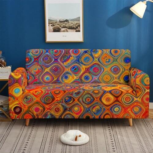 Custom Sofa Protector 3D Print Fashion Psychedelic Elastic Couch Cover Sofa Living Room Bedroom Home Decor 1/2/3/4-seater