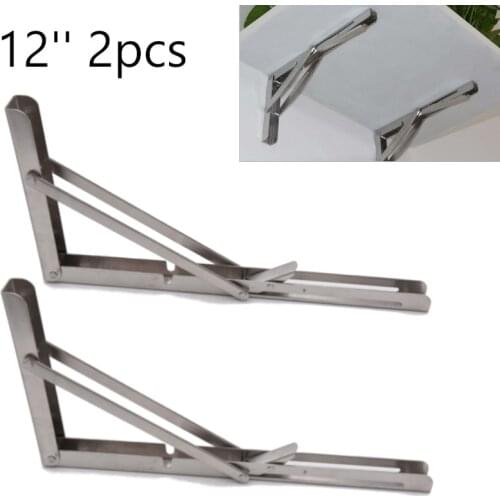 2pcs 12'' Table Bracket Stainless Steel Wall Mounted Folding Table Shelf Support Bracket for home marine boat yacht accessories