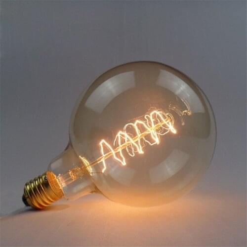 Retro Edison Lamps Carbon Filament Clear Glasss Incandescent Bulb 40W 220V E27 G125 for Home Decorated Lights Dropship