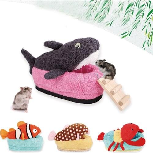 Cute Hamster Cage Winter Warm Small Pet Nest Guinea Pig House Rat Hedgehog Rodent Habitat Cave Foldable Plush Mouse Bed