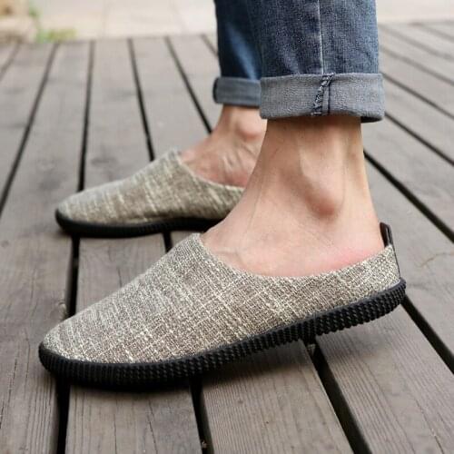 Fashion Men Shoes Loafers High Quality Casual Shoes One foot lazy shoes linen Driving shoes Comfortable and breathable D4-66