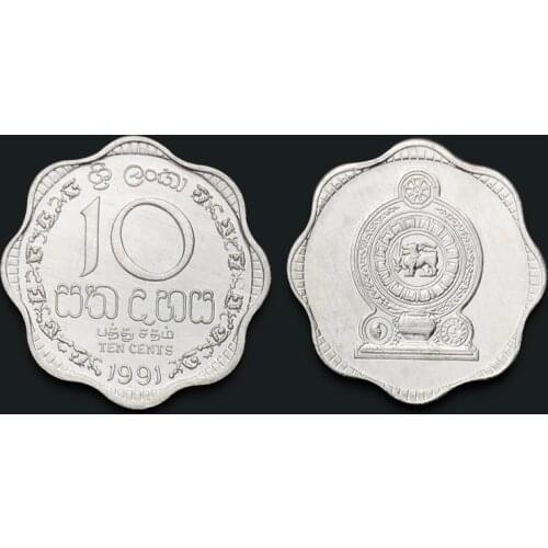 Sri Lanka 10 cents shaped aluminum coin 1991 New Genuine Original Coins 100% Real Issuing Coins Unc