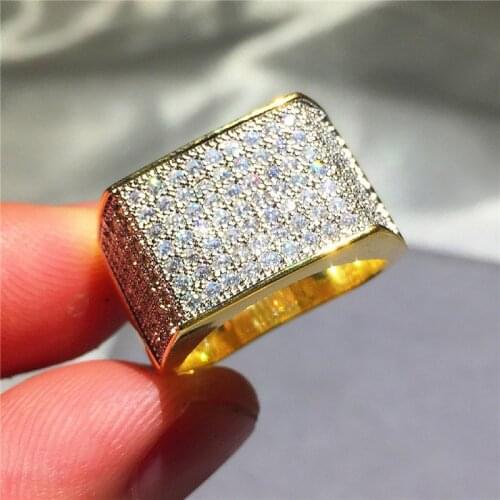Mens Luxury Hip Hop Ring jewelry S925 s925 bling SONA Diamant painting full gold rings for boys Party gift Size 8-13
