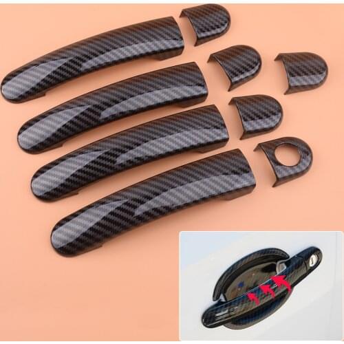 9pcs/Set Carbon Fiber Style ABS Door Handle Cover Trim Fit for VW Tiguan Jetta MK6 Polo 2012 2013 2014