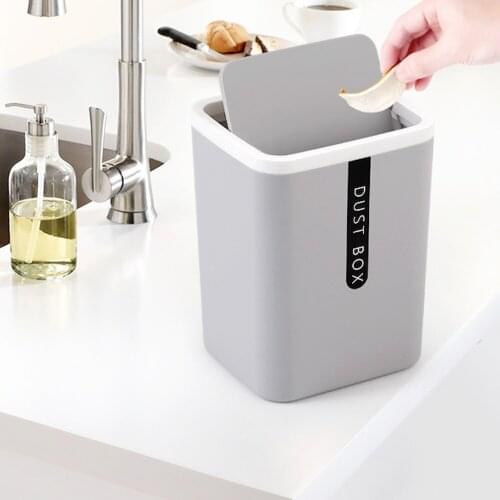 New Desktop Trash Can Small Mini Garbage Can Plastic Dustbin with Shake Cover for Home Office SCI88