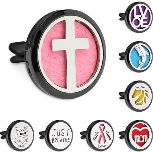 New Just Breathe Whale Black 30mm Magnet Open Essential Oil Car Vent Clip Perfume Locket Car Diffuser Locket Free 10 Pads