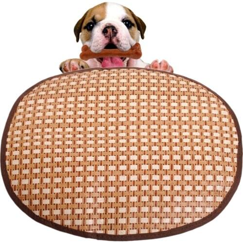 Pet Dog Summer Cooling Rattan Mat Folding Plaid Breathable Cool Summer Hot Weather Durable Pet Mat For Small Medium Large Dogs