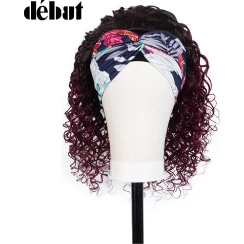 Debut Ombre Kinky Curly Bob Human Hair Wigs T1B99J Headband Wigs For Black Women Brazilian Deep Wave Glueless Short Cheap Wigs