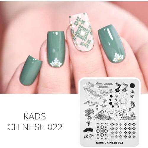 Nail Stamping Plates Chinese Style Pattern Rectangle Manicure Stamp Template Nail Art Image Plate DIY Nail Tools Spring