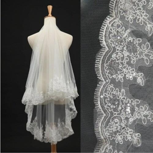 Romantic New Design Wedding Accessories One Layer lace Edge Crocheted White Ivory Bridal Veil