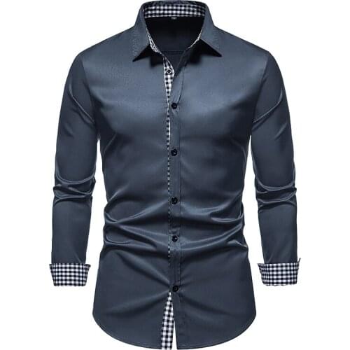Fashion spring autumn Men Shirts New Arrivals Slim Fit Male Shirt Solid Long Sleeve British Style Office Cotton Mens Shirt