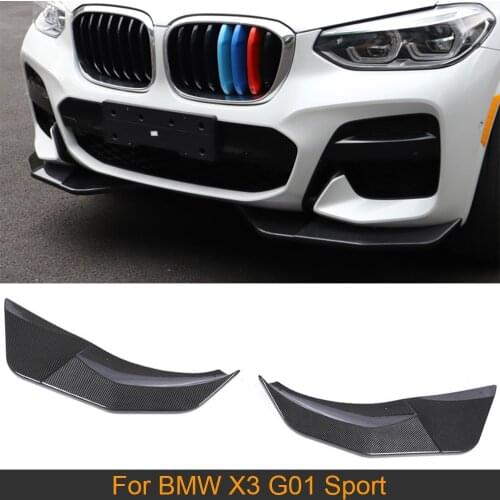 Car Front Bumper Splitters For BMW X3 G01 M Sport 2018 - 2020 Front Bumper Splitters Lip Spoiler ABS Glossy Black / Carbon Look