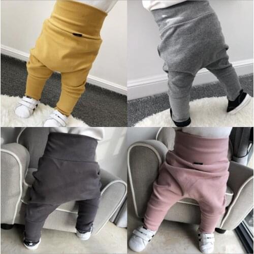1-3Yrs Spring Baby Harem Pants High waist Toddler Pants Cotton Casual Trousers Infants Without fur Elastic Pants Autumn Clothes