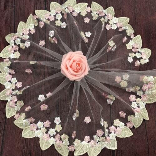 Golden threads Embroidered Flowers 19cm Wide Lace Trim Ribbon Fabric DIY Craft&Sewing Dress Accessories Clothing wedding wh