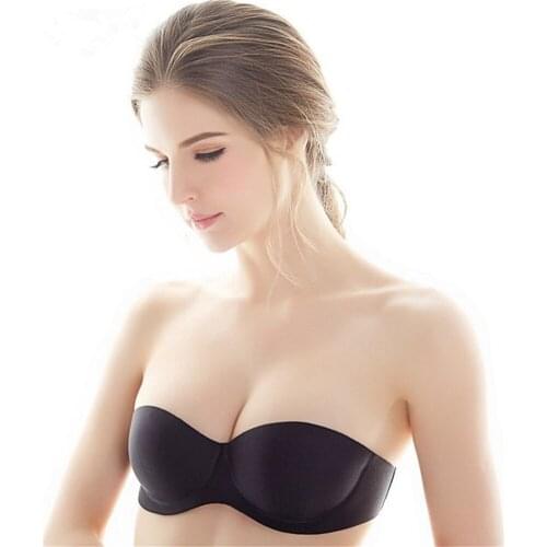 Ladies seamless strapless half cup bra bridal wedding gift invisible tube top woman sexy push up black beige gray lingerie CYHWR