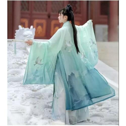 2021 woman stage dance dress chinese traditional costumes hanfu coat adult tang suit performance hanfu cloak princess suit