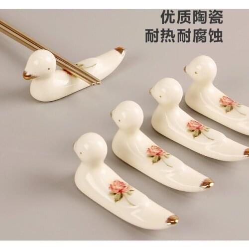 1pc Ceramic Chopsticks holder gilt edged tableware bowl Rose printing