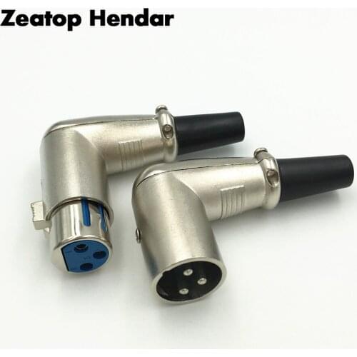 1Pcs Right Angle 90 Degree Jack 3Pin XLR Male Female Plug Connector Microphone MIC Adapter for Speaker Cables