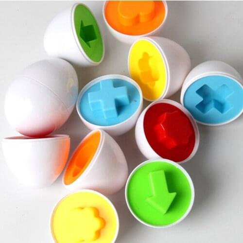 3pcs Random Colors&Shapes Montessori Learning Math Toys Smart Eggs 3D Puzzle Game For Children Math Toys Mixed Shape Eggs