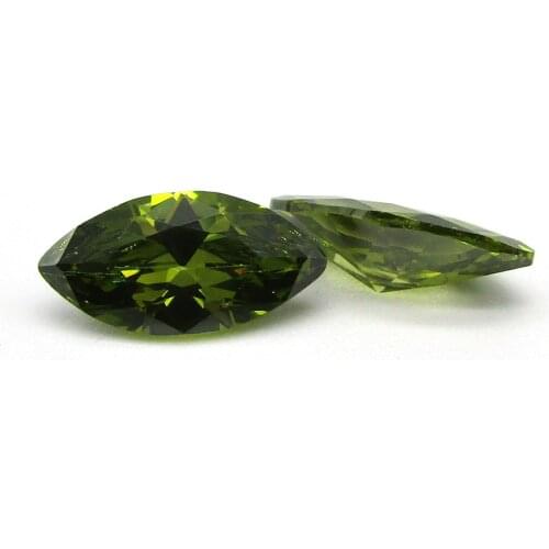 50pcs/Lot Wholesale 6x12mm Marquise Shaped Loose Cubic Zirconia AAAAA+ CZ Stone Black Peridot Green For Choose